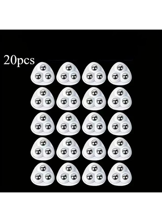 White Body Silver Beads 360 Swivel Casters Heavy Duty Self Adhesive No Tool Mounting Chair Wheels - Image 4