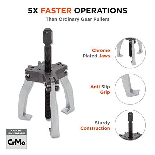 GROZ Ratcheting Gear Puller with Quick Changing Mechanism| Ideal for Pulling out Gears, Pulleys, Flywheels, Shafts etc.| Reversible Jaws| Rust & Wear Resistant| Safe Working Load: 5 Ton| BPL/RT/5T - Image 2