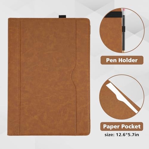 TT TYTX TYTX Compatible with MacBook Air Case 13.6 Inch, PU Leather MacBook Case fits for Model Release M5 A3449 M4 A3240 M3 A3113 M2 A2681 with Touch ID 2022-2026, with Pocket for Papers (Light Brown) - Image 5