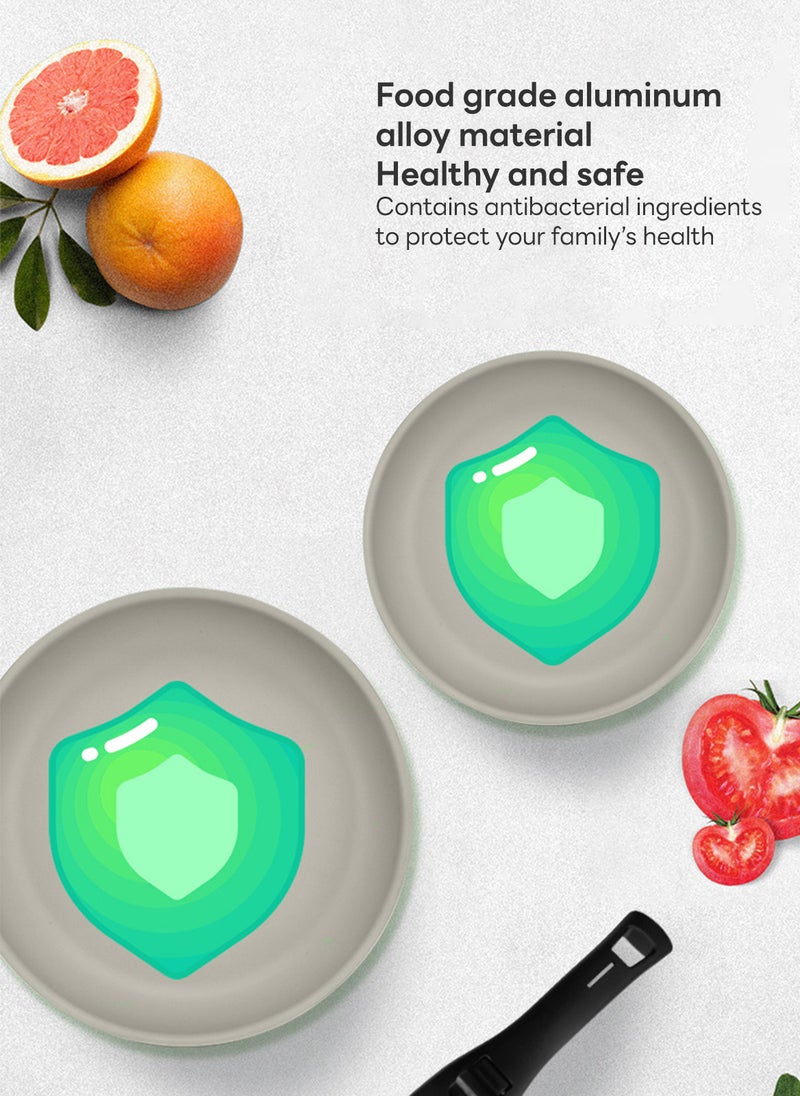 Sharpdo طقم أواني طهي غير لاصقة، أواني ومقالي ألمنيوم، طقم مقلاة قابل للفصل مع مقبض قابل للإزالة، أواني طهي آمنة للفرن، كريمي أبيض - Image 4