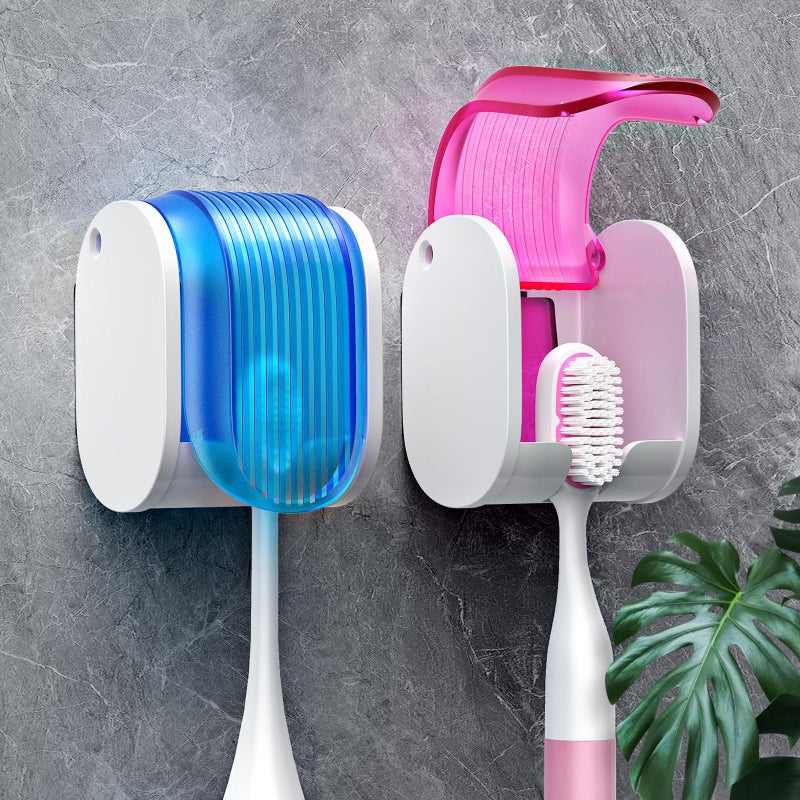 EKOTTOK Toothbrush Holders for Bathrooms【Upgrade Single Slot Design】 Toothbrush Holder Wall Mounted with Cover Moisture-Proof and Dust-Proof Toothbrush Storage Organizer for Shower Family and Travel 2PCS - Image 1