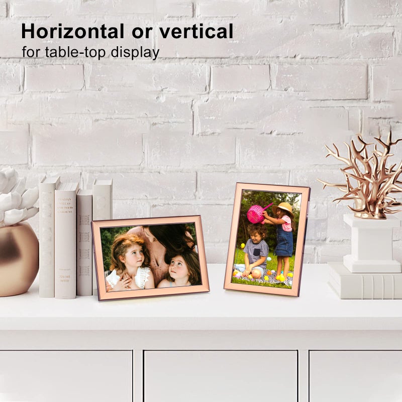 KINLINK إطارات صور Kinlink 4x6 ، إطارات صور ذهبية مع زجاج شبكي لأعلى طاولة وجدار إطارات مصورة الخشب المركب للشاشة الأفقية أو الرأسية - مجموعة من 4 - Image 5