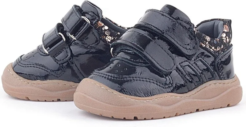 راكربلاس Schaggy Leather Black Patent Leather Baby Sneakers