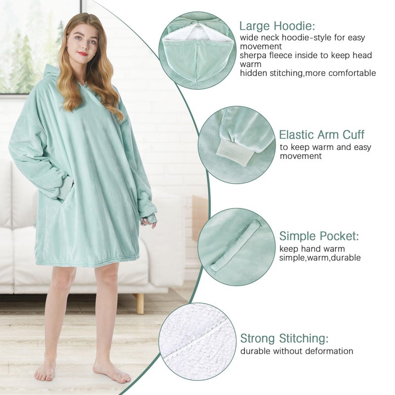 Felicigeely Oversized Wearable Blanket Hoodie  Blanket Sweatshirt for Adults Women Men Warm Cozy Flannel Hooded Blanket with Pockets and Sleeves Gift for Mom Girls - Image 3
