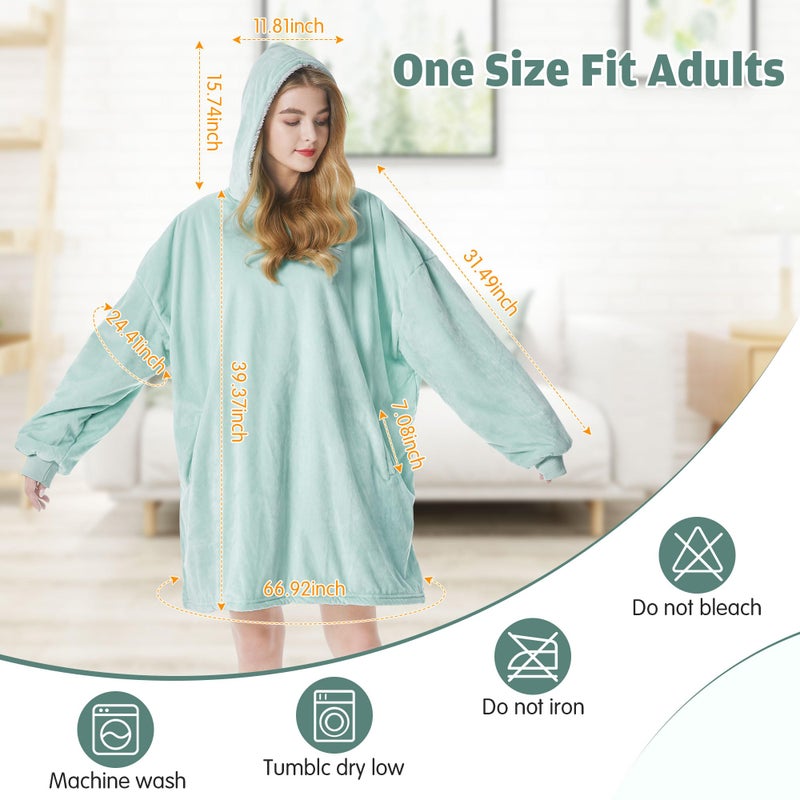 Felicigeely Oversized Wearable Blanket Hoodie  Blanket Sweatshirt for Adults Women Men Warm Cozy Flannel Hooded Blanket with Pockets and Sleeves Gift for Mom Girls - Image 4