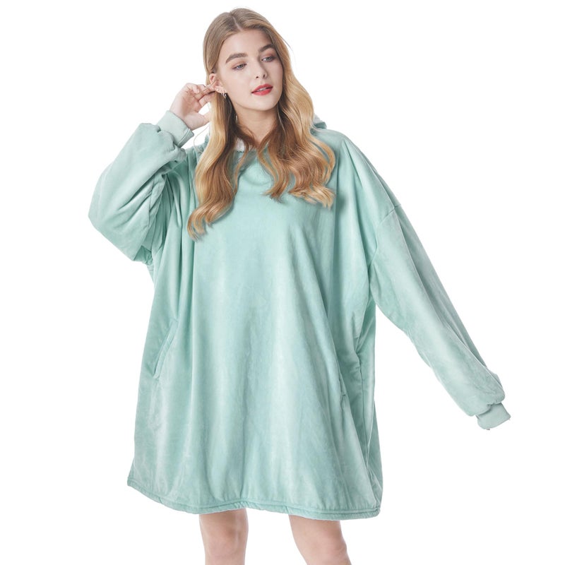 Felicigeely Oversized Wearable Blanket Hoodie  Blanket Sweatshirt for Adults Women Men Warm Cozy Flannel Hooded Blanket with Pockets and Sleeves Gift for Mom Girls - Image 1