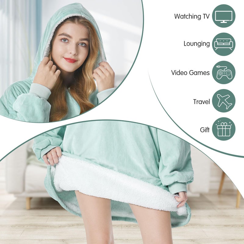 Felicigeely Oversized Wearable Blanket Hoodie  Blanket Sweatshirt for Adults Women Men Warm Cozy Flannel Hooded Blanket with Pockets and Sleeves Gift for Mom Girls - Image 5