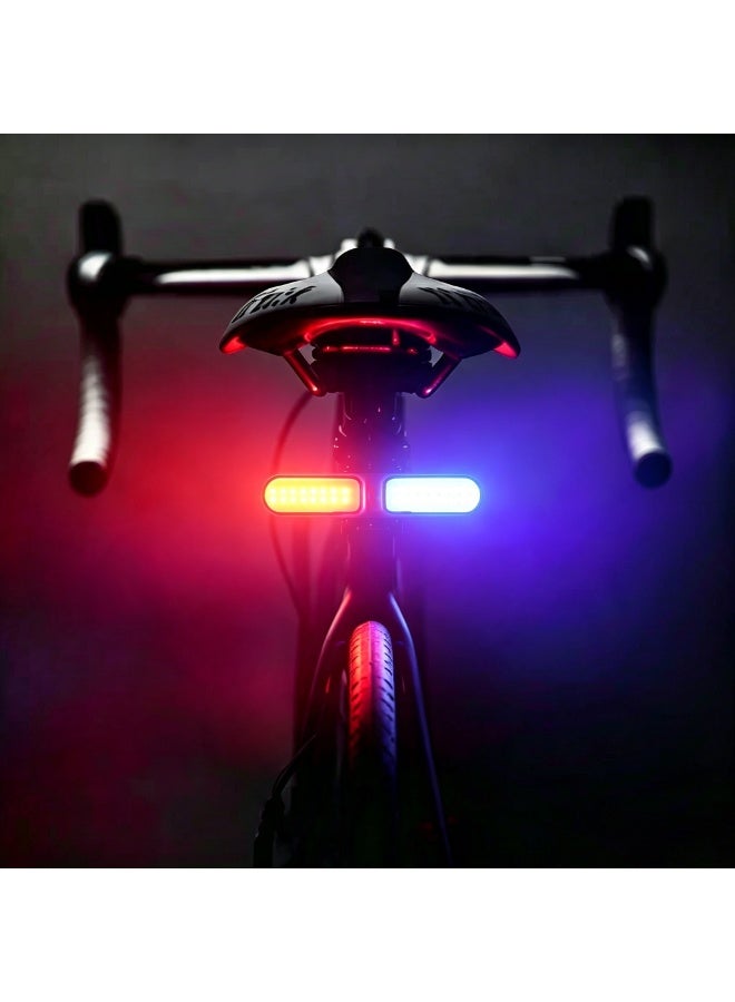 Bicycle Lights Bicycle Taillights Creative Two Way Warning Lights Red And Blue Dual Color Taillights With Velcro And Data Cable Rear Light For Night Riding Compatible With Mountain Road Bicycles Bright Waterproof Bike Accessories