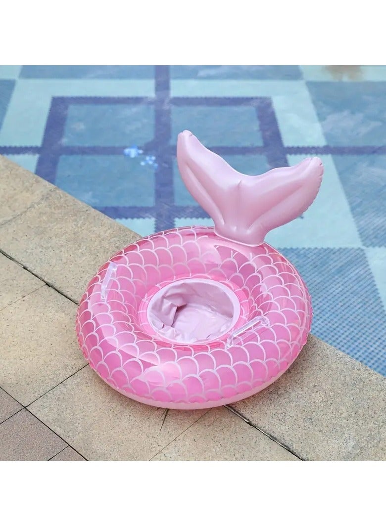 Goolsky 1pc Mermaid-shaped Swimming Ring With Handle, Cute Swimming Float With Seat - Image 1