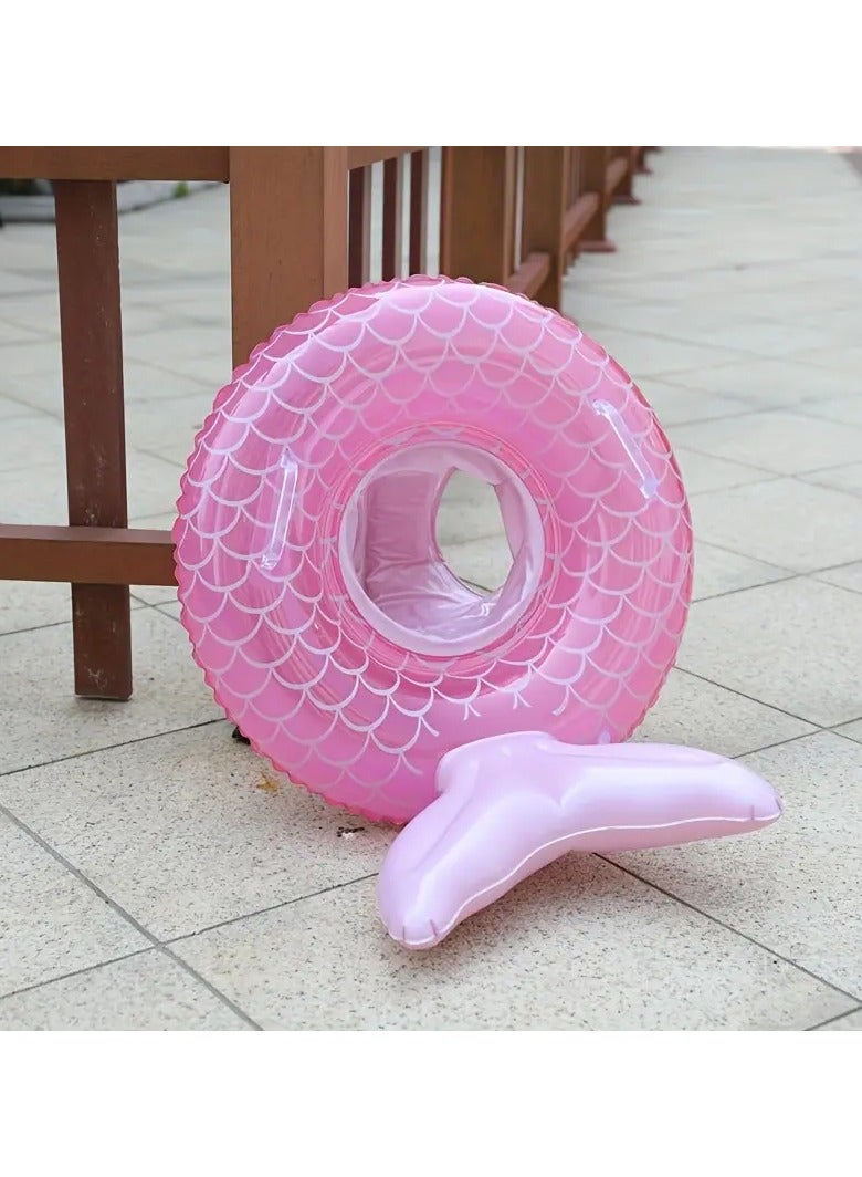 Goolsky 1pc Mermaid-shaped Swimming Ring With Handle, Cute Swimming Float With Seat - Image 3