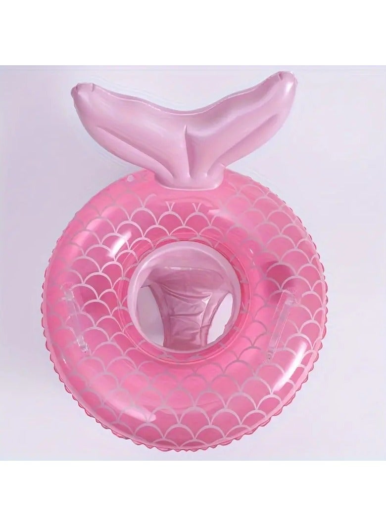 Goolsky 1pc Mermaid-shaped Swimming Ring With Handle, Cute Swimming Float With Seat - Image 2