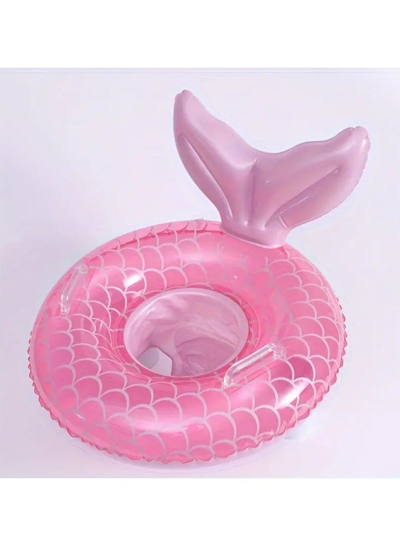 Goolsky 1pc Mermaid-shaped Swimming Ring With Handle, Cute Swimming Float With Seat - Image 5