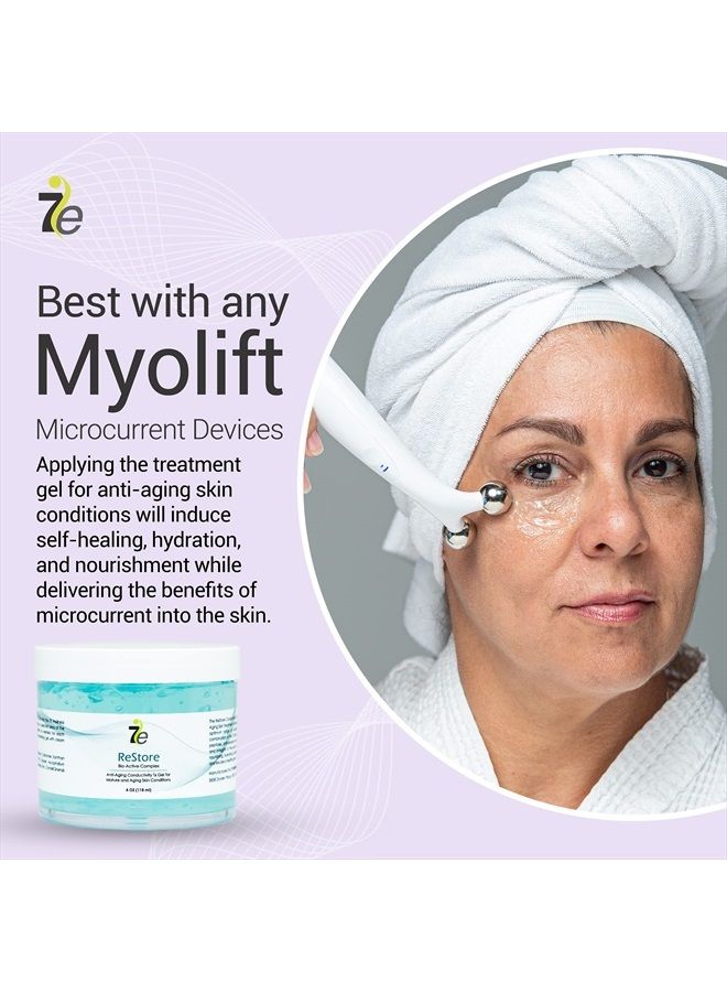 myolift جل موصل 7E ويلنس رستور مع مركب بيولوجي نشط - 4 أونصات - منتجات العناية بالبشرة للوجه مع مستخلص الشاي الأخضر، حمض الهيالورونيك، وببتيدات الكولاجين - مضاد للشيخوخة وشد البشرة - Image 5