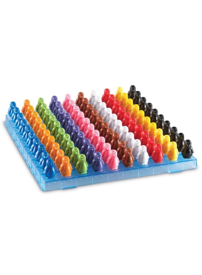 ليرننج ريسورسز مجموعة أنشطة الرياضيات "بطاريق على الجليد" من Learning Resources، لعبة عد وفرز عملية للأطفال، تتضمن 100 عداد بطريق ملون و10 ألواح ثلج - Image 3