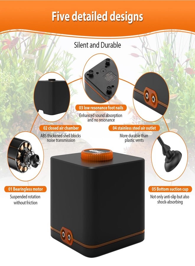 هايغر مضخة هواء قوية لأحواض السمك من هيغر، مناسبة لأحواض السمك المتوسطة والكبيرة، وأنظمة الزراعة المائية، والاستخدام المنزلي والتجاري، مزودة بمخرج واحد (قطر خارجي 8 مم)، وأنابيب هواء، وصمامات تحكم متعددة الرؤوس. - Image 5