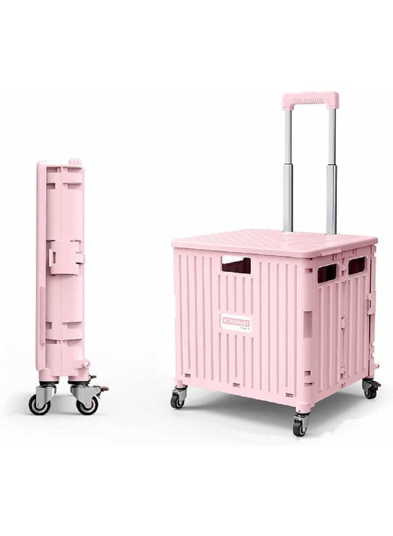 عربة تسوق عربة بقالة متينة متدحرجة على 4 عجلات عربة قابلة للطي محمولة وقابلة للطي مع مقبض تلسكوبي - Image 1