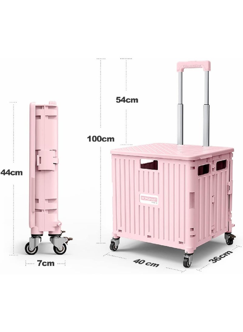 عربة تسوق عربة بقالة متينة متدحرجة على 4 عجلات عربة قابلة للطي محمولة وقابلة للطي مع مقبض تلسكوبي - Image 2