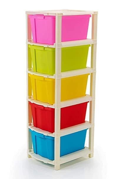 RYLAN 5XL Plastic Modular Drawer System for Home Office Hospital Parlor School Doctors Home and Kids Product Dimension When assembeled 27cmx32cmx85 cm 5 XL MultiColour - Image 1