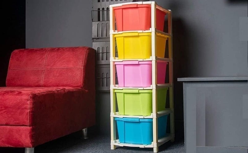 RYLAN 5XL Plastic Modular Drawer System for Home Office Hospital Parlor School Doctors Home and Kids Product Dimension When assembeled 27cmx32cmx85 cm 5 XL MultiColour - Image 2