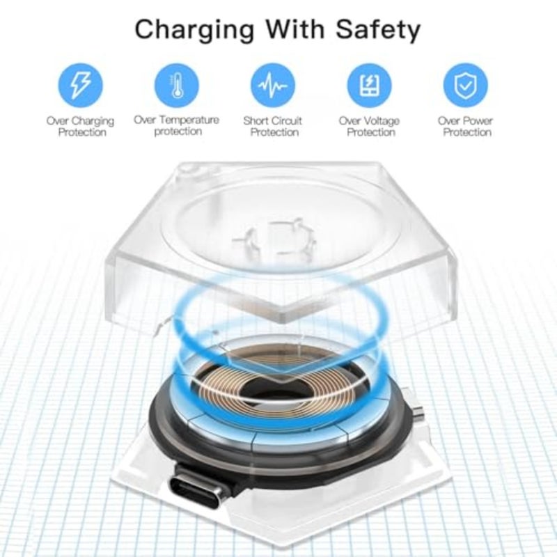 Portable Charger for Oneplus Watch 3 43mm, Magnetic Keychain Wireless Charger with USB C Micro Port, Replacement Charging Cable for Oneplus Watch 3/2, White - Image 2