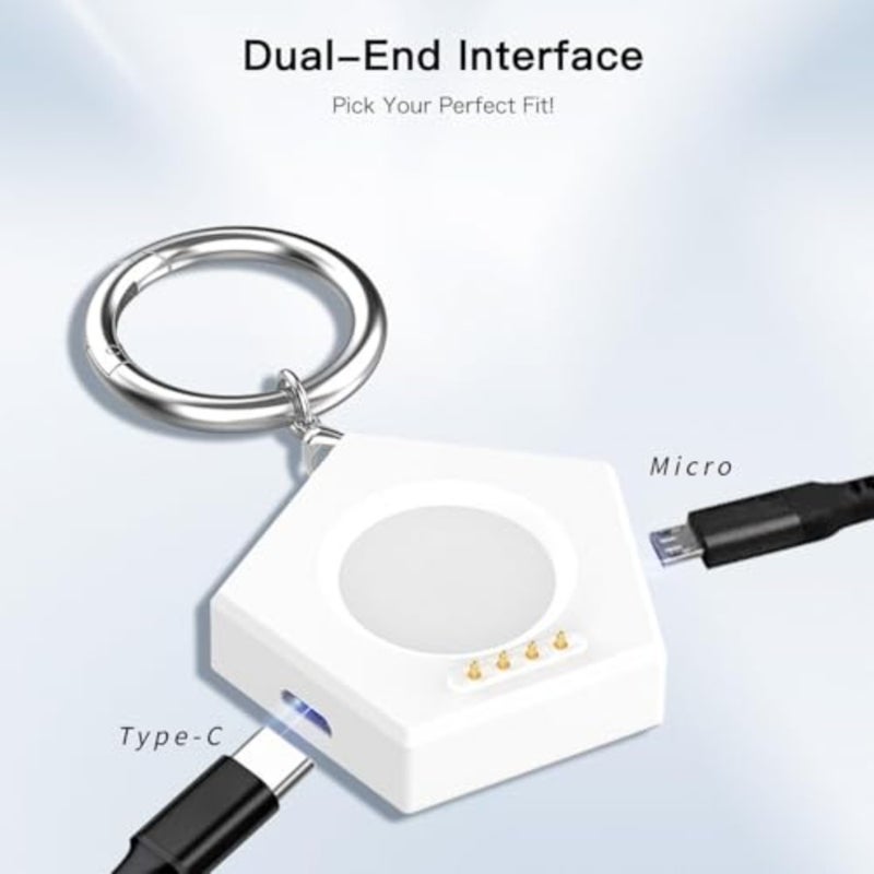 Portable Charger for Oneplus Watch 3 43mm, Magnetic Keychain Wireless Charger with USB C Micro Port, Replacement Charging Cable for Oneplus Watch 3/2, White - Image 3
