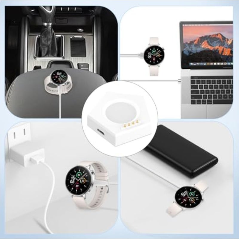 Portable Charger for Oneplus Watch 3 43mm, Magnetic Keychain Wireless Charger with USB C Micro Port, Replacement Charging Cable for Oneplus Watch 3/2, White - Image 4