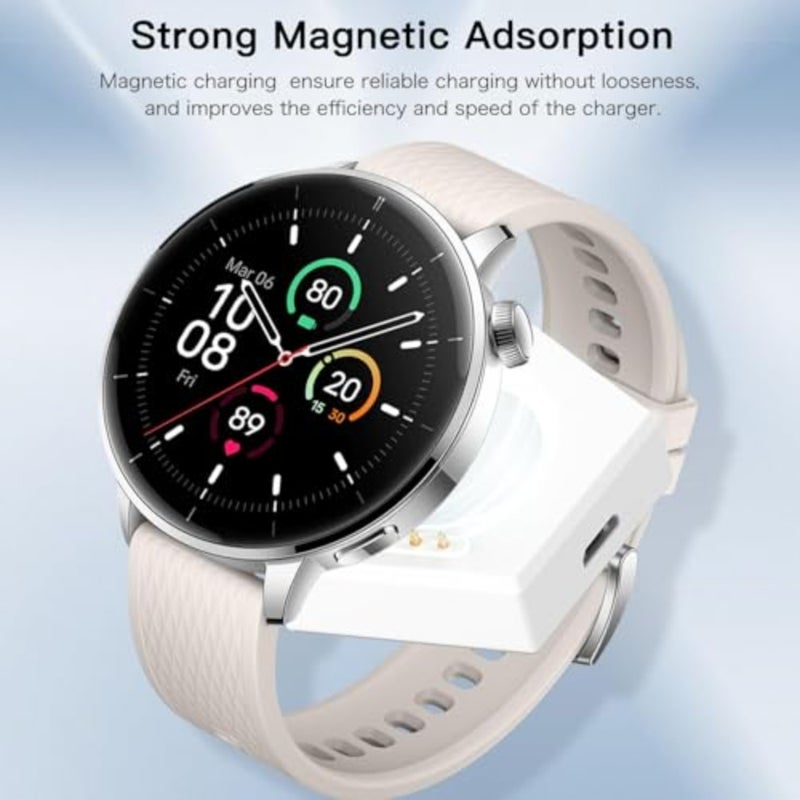 Portable Charger for Oneplus Watch 3 43mm, Magnetic Keychain Wireless Charger with USB C Micro Port, Replacement Charging Cable for Oneplus Watch 3/2, White - Image 5