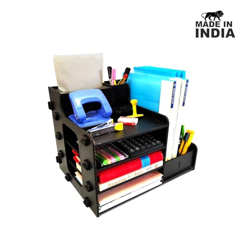 Woodkey Wooden Desk Organizer A Multifunctional Desktop Organizer Designed For Office Use. Perfect For Storing Files, Pens, Tissues, Printer Paper, Calculators, And More. Pack Of 1 (Black),Stationary - Image 4