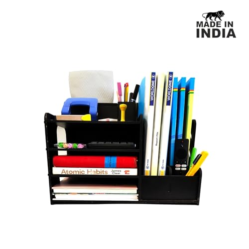 Woodkey Wooden Desk Organizer A Multifunctional Desktop Organizer Designed For Office Use. Perfect For Storing Files, Pens, Tissues, Printer Paper, Calculators, And More. Pack Of 1 (Black),Stationary - Image 2