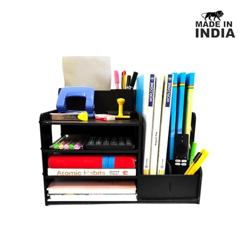 Woodkey Wooden Desk Organizer A Multifunctional Desktop Organizer Designed For Office Use. Perfect For Storing Files, Pens, Tissues, Printer Paper, Calculators, And More. Pack Of 1 (Black),Stationary - Image 5