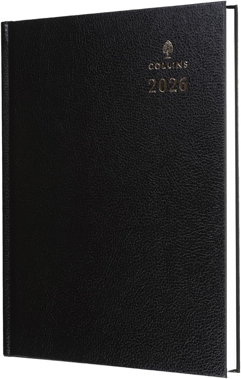 Collins - Desk - 2026 12 Month Calendar Year Planner, Day-To-Page Diary, A4 Hard Cover - Black (44.99-26) - Image 1