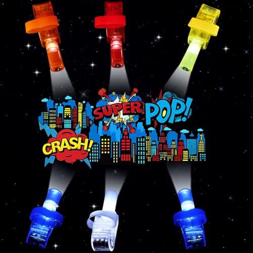 SiliFine 36 Pcs Hero Theme Party Favor Hero LED Finger Lights Favor Glow in the Dark Finger Light Bulk for Birthday Goodies Bag Stuffer Reward Prizes Valentine Gifts Valentine Party Supplies Classroom - Image 1