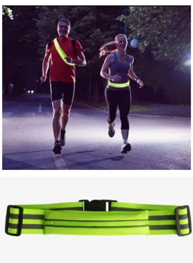 Reflective Belt. Outdoor Sports Safety Elastic Belt Bag Waist Belt. Adjustable Length  - Image 2