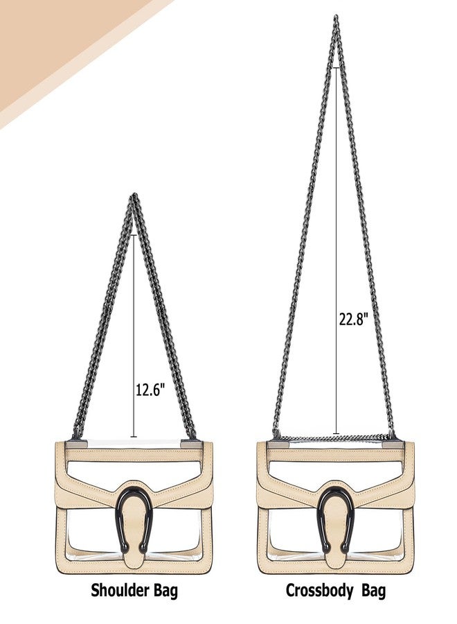 Joryin Clear Bag for Women Clear Bags Stadium Approved Shoulder Bag Crossbody Bag Small Clear Purse Chain Handbag, Warm Beige - Image 4