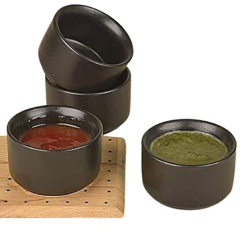 DECOR VIBES 8 Small Platters for one Person with 2 Dip Bowl Serving Platter for French Fries, Momos, Paneer Tikka, Snacks Platter/Tray (Matt Black, Combo Pack of 10) - Image 5