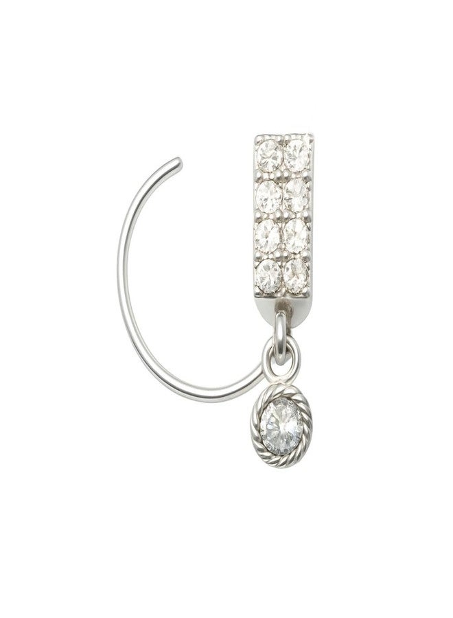 LBV 925 Sterling Silver Nose Pin For Women With Curved Wire | Trendy Antique Nose Pin With Piercing - DC-830 - Image 1