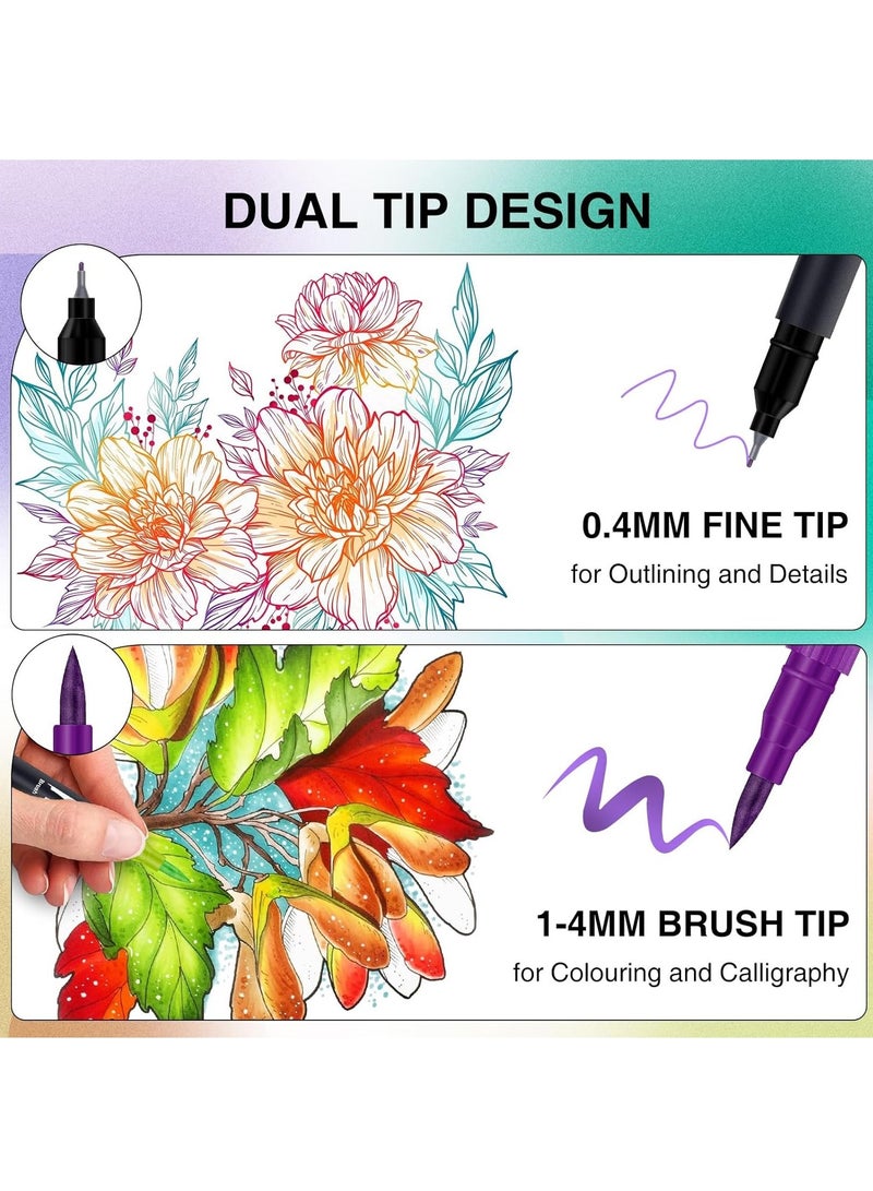 Generic 24-Piece Dual Tip Brush Pens Assorted Colours For Calligraphy And Art  - Image 2