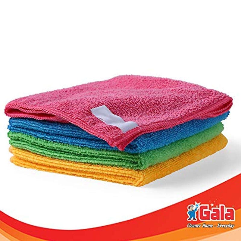 Gala Microfiber Cleaning Cloth Towels Set of 4 Kitchen Wipes Microfiber Cloth for car bike cleaning and home cleaning Glass cleaning cloth Multicolor - Image 1