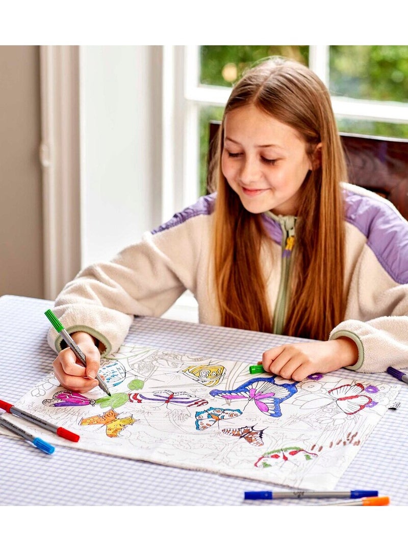 eatsleepdoodle Coloring Placemat to Go Butterfly – Washable & Reusable, with 10 Markers, Educational & Portable Fun for Kids  - Image 4