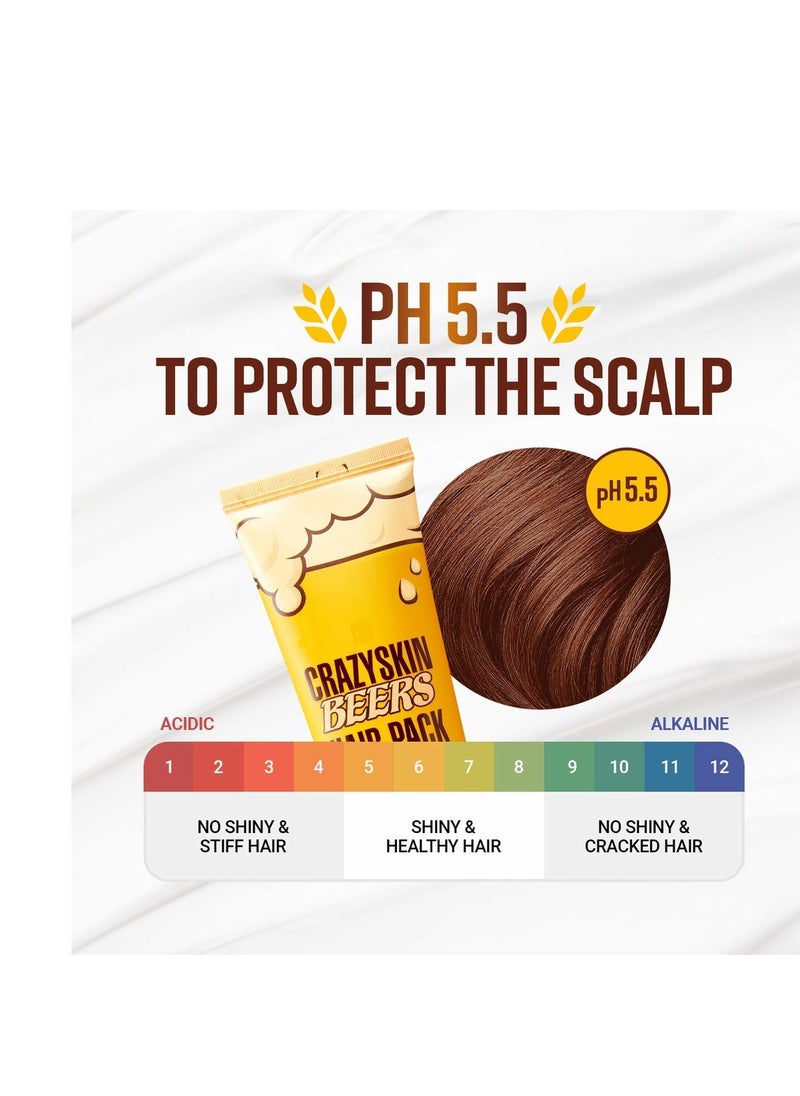 CRAZY SKIN - CRAZY SKIN Hair Treatment Mask - pH5.5 Beer Yeast, Protein, Keratin, Argan Oil, Collagen - Repairs Dry, Damaged or Color Treated Hair - Image 1