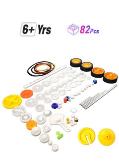 EUDAX 82 Pcs Plastic Gear Package Kit Diy Gear Assortment Accessories Set For Toy Motor Car Robot Various Gear Axle Belt Bushings  - Image 1