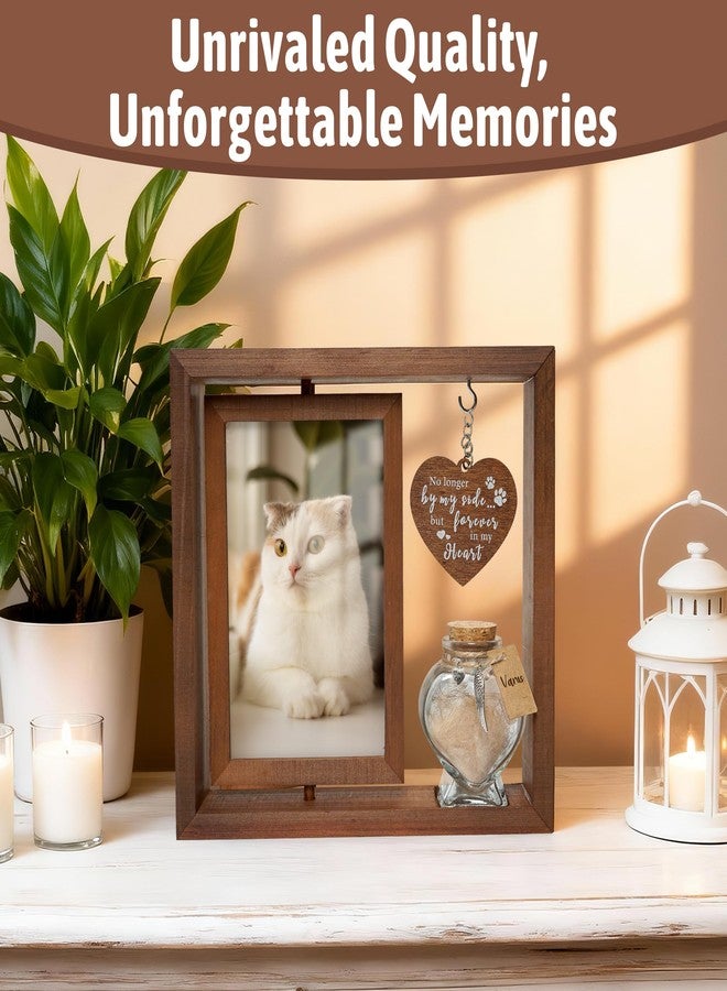 HAMUIERS Cat Memorial Gifts for Loss of Cat - Rotating Wooden Frame for 4x6 Photo & Fur Hair Jar - Sympathy Gift for Pet Bereavement, Remembrance Keepsake - Rainbow Bridge Gift for Cat Lovers - Image 3