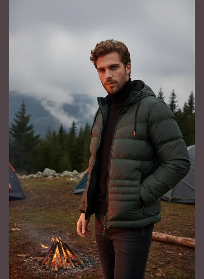 بوراتي جاكيت رجالي مبطن بقلنسوة وجيوب بقصة ضيقة من بوراتي