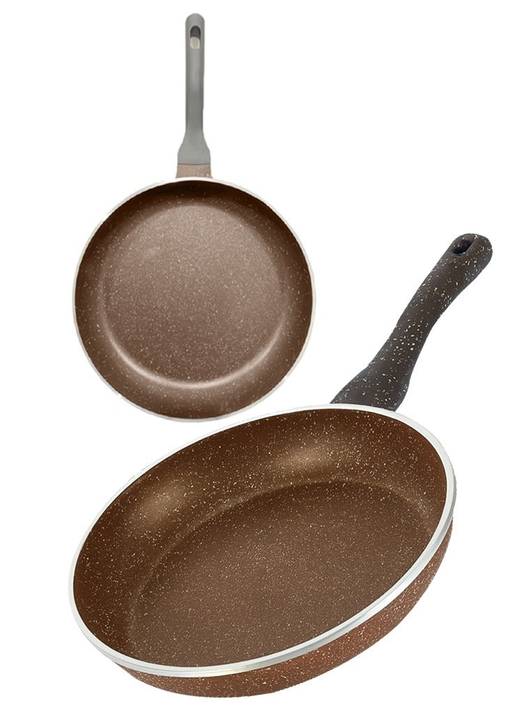 SONEX Joli 24 cm Fry Pan Aluminum Non Stick Brown Marble Coating - Image 1