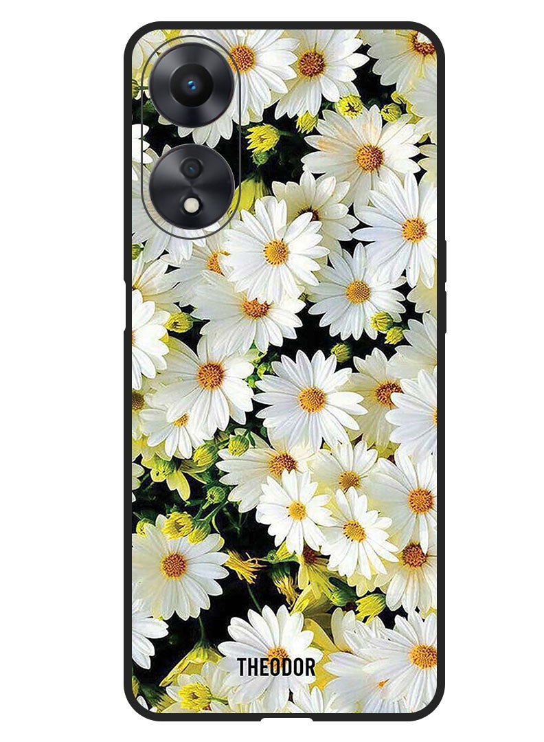 Theodor Protective Case Anti Scratch Shock Proof Bumper Cover For Oppo A98 White Flowers - Image 1