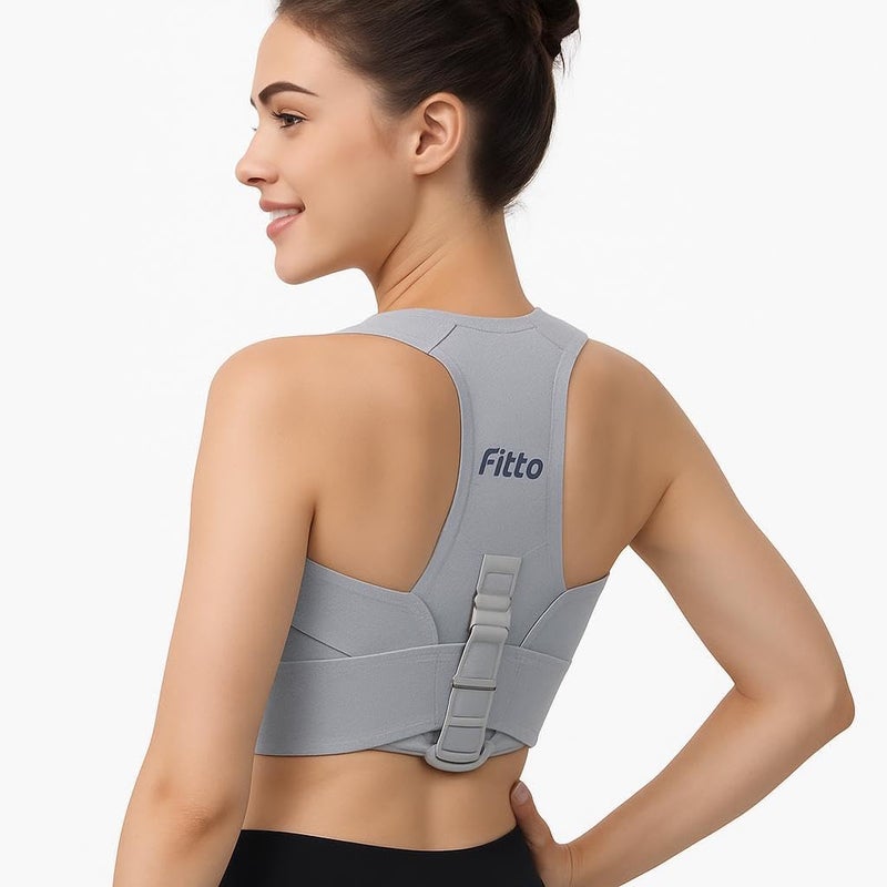 Thoracic Upper Back Brace for Women - Posture Corrector - Grey