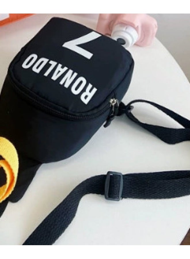 Children's Bag Smiley Crossbody Bag 2025 Fashion Composite Cloth Chest Bag Kindergarten Baby Boys And Girls Backpack-Color:Black 7 - Image 1
