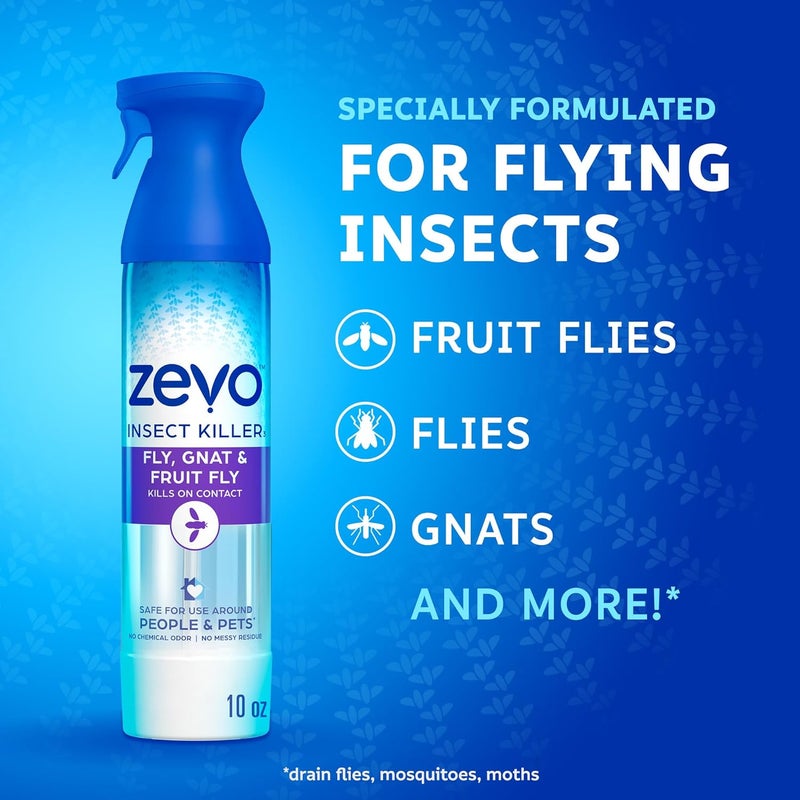 ZEVO Flying Insect Killer Spray - Bug Spray for Home Use - Versatile Gnat, Mosquito, Fruit Fly Killer & More - with Rosemary & Cornmint Oil - for Indoor & Outdoor Use (3 Bottles) - Image 2