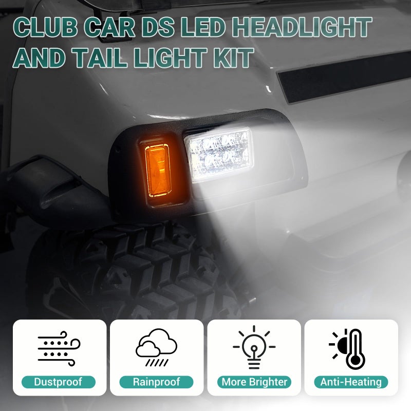 Drive-up مجموعة أضواء LED لسيارة النادي Drive-up 12 فولت لمصابيح الرأس ومصابيح الذيل لسيارة جولف Club Car DS من 1993 فصاعدًا OEM 101988001 101988002 - Image 3