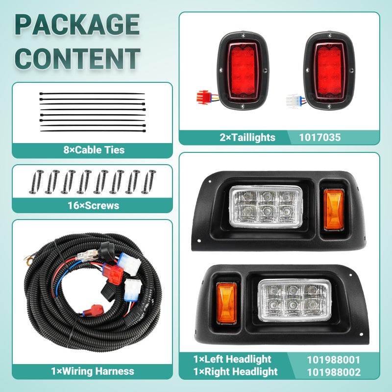 Drive-up مجموعة أضواء LED لسيارة النادي Drive-up 12 فولت لمصابيح الرأس ومصابيح الذيل لسيارة جولف Club Car DS من 1993 فصاعدًا OEM 101988001 101988002 - Image 4